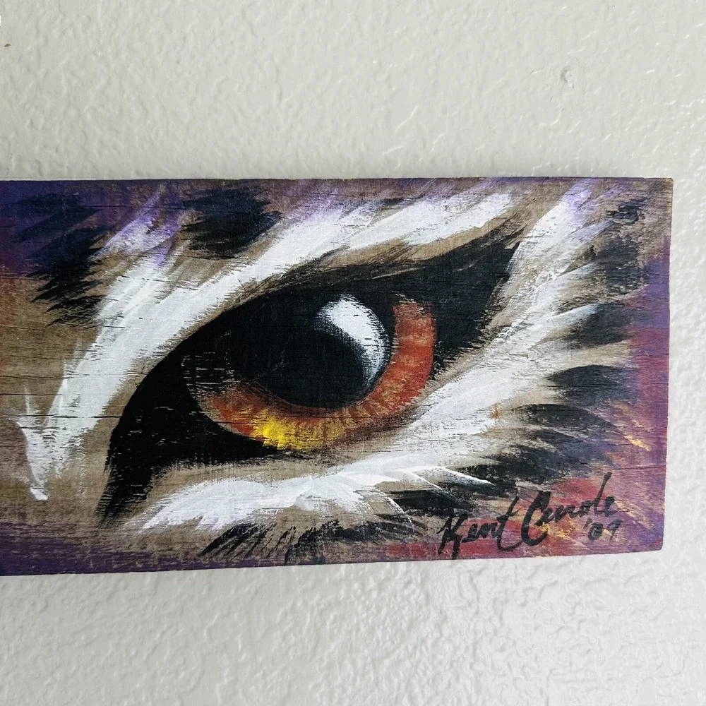 Eyes Of The Tiger Oil Painting Signed By Artist Kent Curole '09, 5.5